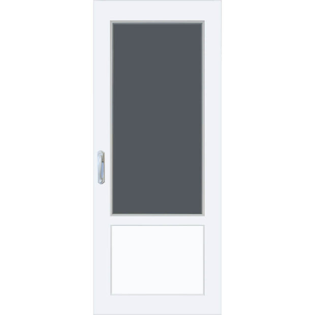 Modern white door on a white background.
