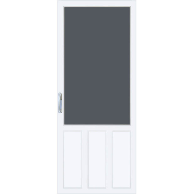 White door with transparent details on a white background.