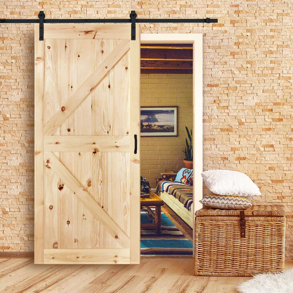 Stain Grade Knotty Pine KPattern Barn Door Amherst Mouldings