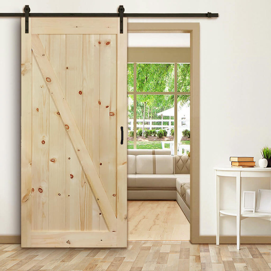 Stain Grade Knotty Pine ZPattern Barn Door Amherst Mouldings