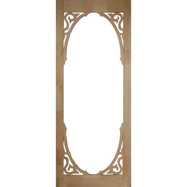 Strathburn wood screen door on a white background. 