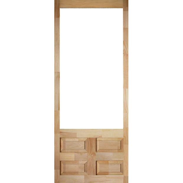 Wooden storm door on a white background. 